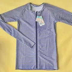 SwimZip ラッシュガード　UPF50+ 長袖　指穴　S ネイビー　ボーダー