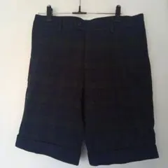 ダークグリーン・ネイビー チェック柄 ショートパンツ