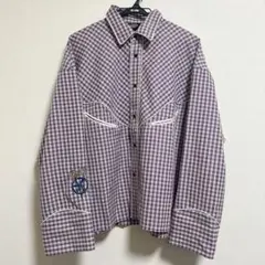 TOWNCRAFT 長袖 シャツ パープル チェックのサムネイル