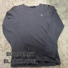 【希少品♪】バーバリーブラックレーベル 長袖Tシャツ 肩チェック グレー