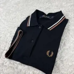 フレッドペリー G3600 ポロシャツ 紺　白　38 Mサイズ 半袖 鹿の子