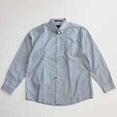 【美品】エディーバウアー 形態安定 ストライプ長袖シャツ L BDシャツ綿100