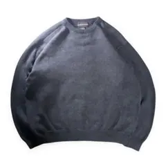 美品 Croft&Barrow 前V コットンニット チャコールグレー XL