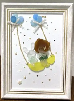 シーグラスアート　「月の子とうさぎの願いごと♡」