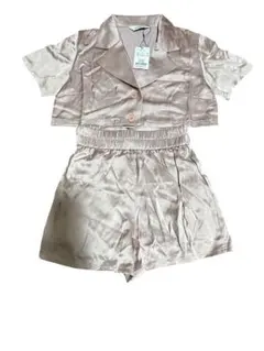 MEZELF ピンク サテン ショートパンツセットアップ フリーサイズ