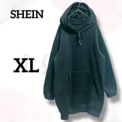 シーイン　トレーナー　ワンピース　XL　美品　黒　ビッグフード　ゆったり　裏起毛