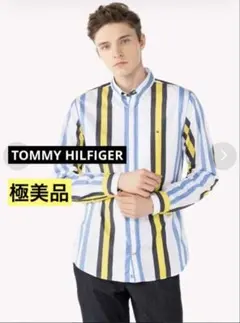 極美品【TOMMY HILFIGER】マルチストライプボタンダウンシャツ L