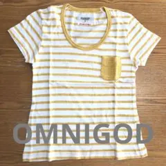 OMNIGOD 白/黄色 ボーダー 半袖Tシャツ　size3