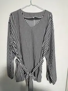 ストライプ Vネック 長袖シャツ XXL