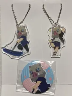 鬼滅の刃 ローソン アクリルキーホルダーAB 缶バッジA 嘴平伊之助