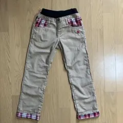 POLOポロ ベージュ チェック柄ポケット ロングパンツ