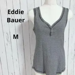 Eddie Bauer☆タンクトップ　M　ボーダー　綿100%　ヘンリーネックのサムネイル