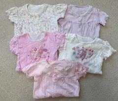 マザウェイズ　女の子　夏用ロンパース 5枚セット　さくらんぼ刺繍　お花柄　ドット