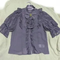 axes femme Chalmiereクラシカルレーシー半袖ブラウス パープルのサムネイル