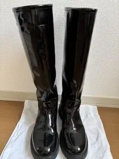 定価約9万円　STRATEGIA パテントレザーロングブーツ　黒　37サイズ