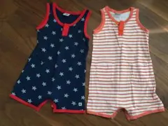 プチバトー  ノースリーブ ロンパース 2枚セット