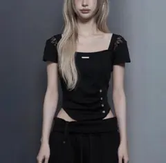 EUCT ナポレオンハーフネック半袖Tシャツ ブラック 黒 y2k opium 