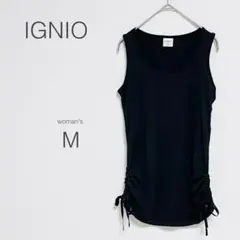 【イグニオ】タンクトップ 黒 スポーツ 速乾 紐リボン シャーリング ヨガ 美品のサムネイル