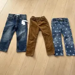 110 100 男の子　デニム　コーデュロイ　ズボン　パンツ　3本まとめ売り