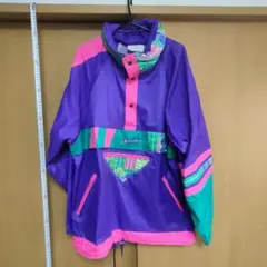 90s ヴィンテージ風 アノラックパーカー ナイロンジャケット L 紫
