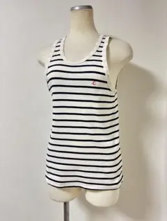Petit Bateau ストライプ タンクトップ 白/紺 Mサイズ