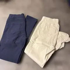 ウエスト総ゴム ネイビー アイボリー パンツ　２本セット　まとめ売りのサムネイル