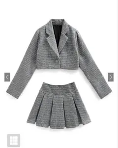 フレージア ラメツイードジャケット×プリーツミニスカート セットアップ