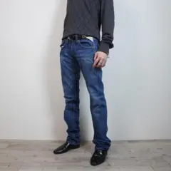 ARMANI JEANS ストレートデニムパンツ スリム ネイビーブルー/PW7