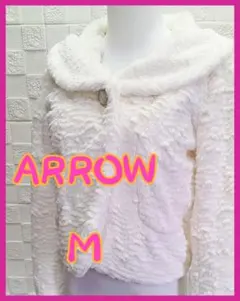 ❁⃘*美品!!ふわふわ arrow ボア ビッグカラー コート 白 M 秋冬❁⃘のサムネイル