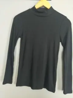 UNIQLO リブハイネックT ブラック M 長袖