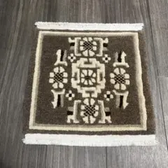 41x41cm手織り絨毯チベットラグナチュラルウールヴィンテージ ラグ