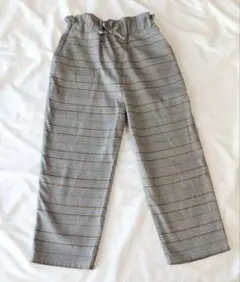 サイズ130 グレー系チェック柄テーパードパンツ