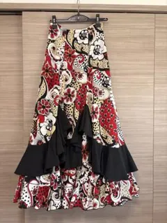 フラメンコ マントンシージョ ホワイトxクラベルx水玉 ブラックフレコ