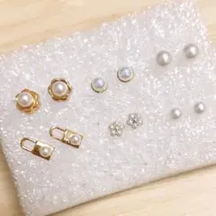 【H75】樹脂ピアス6ペア☆小さめパール系セット