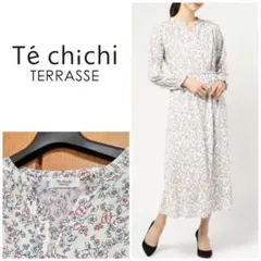 【新品同様】 テチチテラス 小花柄 ロングワンピース 白 フリーサイズ