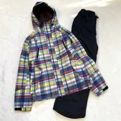 【美品】ポンタペス スキーウェア 上下セット チェック柄 XS レディースM