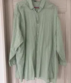 niko and…　ストライプ長袖シャツ　グリーン　フリーサイズ