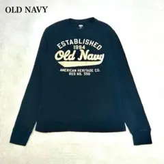 オールドネイビー　ワッフルロンT(XS)メンズ　ビッグプリント　ストレッチ　定番