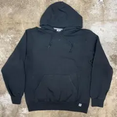 00s RUSSELLラッセル スウェットパーカー ブラックM バックプリント