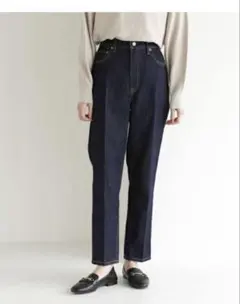 新品未使用グローバルワークGOODデニムテーパードパンツネイビーSユニクロ