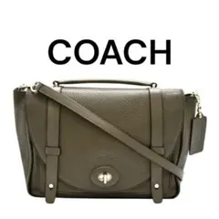 【美品】COACH 2WAYバッグ　カーキ　ショルダー付き