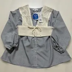 グローバルワーク　ストライプシャツ&ニットベスト　130cm