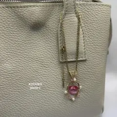 ハンドメイド ピンクハートペンダント　バックチャーム