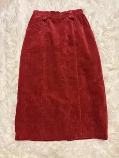 コーデュロイ スカート 赤 レッド レトロ