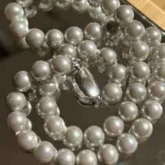 置き換える様専用　925刻印ガラスパールネックレス　黒真珠　約42.5cm