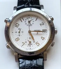 【SEIKO】腕時計 5T52-6B80 メンズ アラーム付き ホワイト文字盤