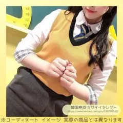 韓国　制服　ベスト　ニットベスト　黄色　カラシ　コスプレ