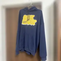 本日発送‼️紺色　プルパーカー　フロントプリント　Lサイズ　上着　フード付き