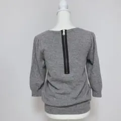 【ドゥーズィエムクラス】七分袖セーター　ウール　バックジップ　肌触り良　グレー