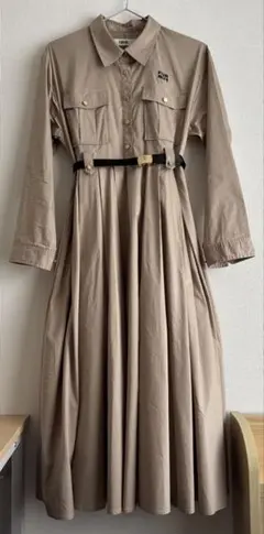 FURFUR ファーファー ベルト付きフリルシャツワンピース/フリーサイズ